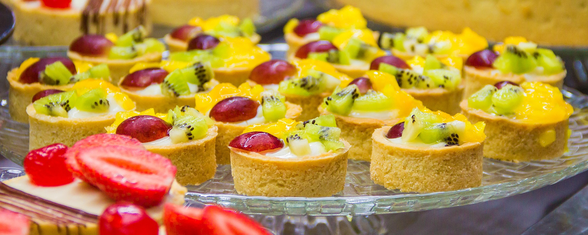 Tortinhas de frutas do buffet all inclusive do Cassino Resort